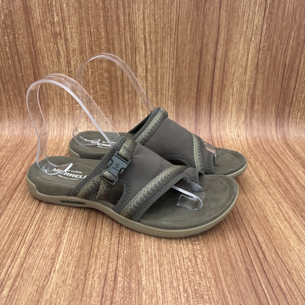 Merrell Slide Sandals Womens 6 Olive Green Memory Foam Air Cushion J004036